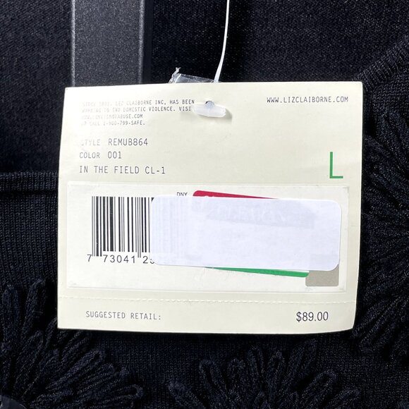 NEW Liz Claiborne Sweater Womens Large black silk knit floral pull over - Picture 6 of 11